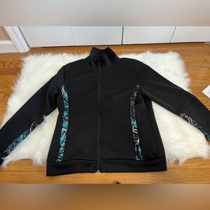 Muddy Girl Black Jacket with Teal Camo Pattern